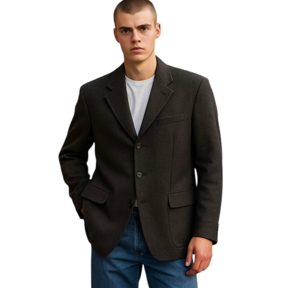 Le Collezioni Structure wool blend charcoal gray menswear sport coat sz L - Picture 10 of 10